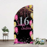 Lofaris Glitter Balloons Sweet 16 Birthday Half Moon Arch Backdrop